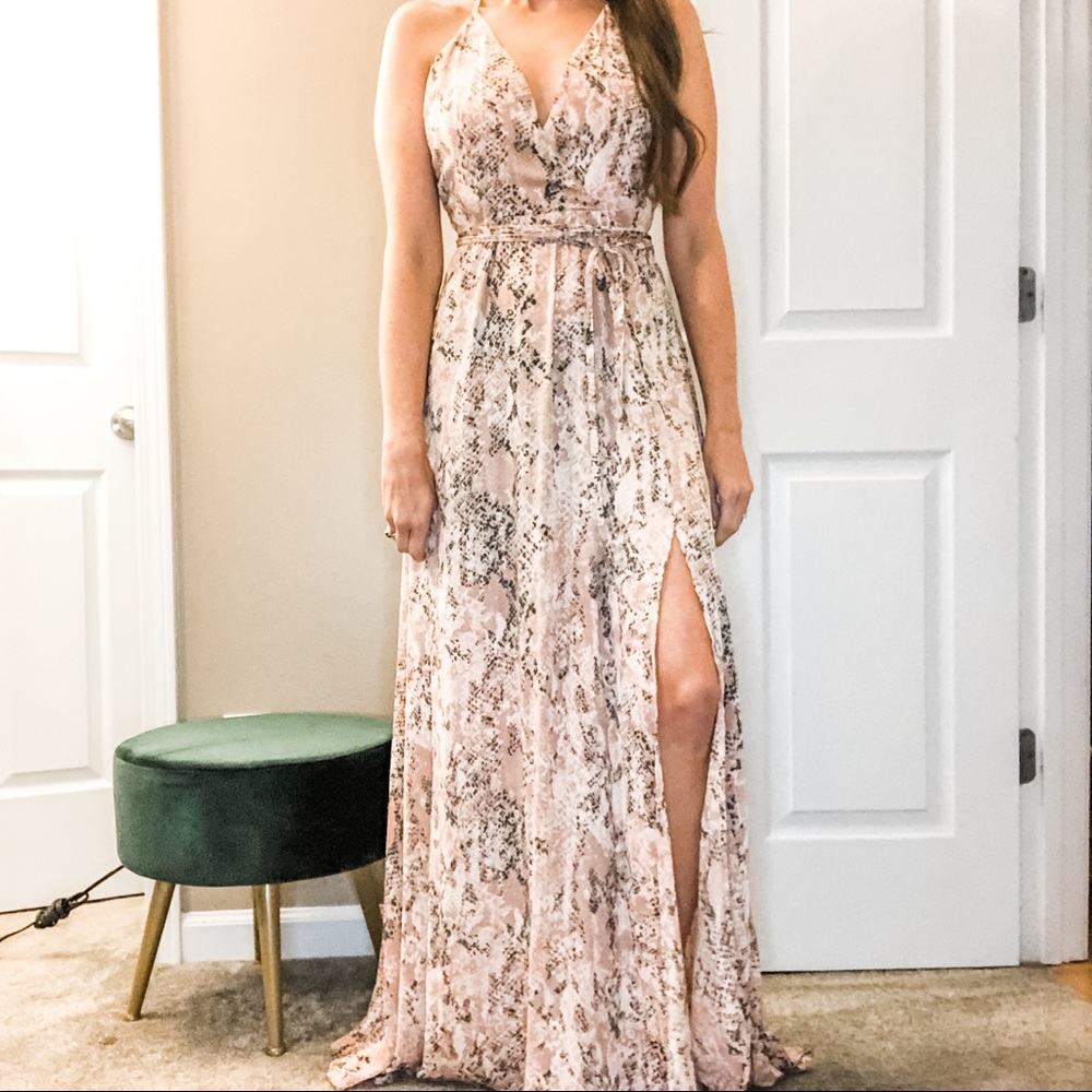 Blush Python Faux Wrap Dress | Small - Picture 10 of 16